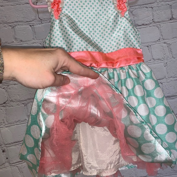 Hara Juku Mini Dress PolkaDot Mint Neon Coral/Pink - Picture 8 of 11